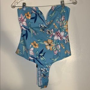strapless floral body suit